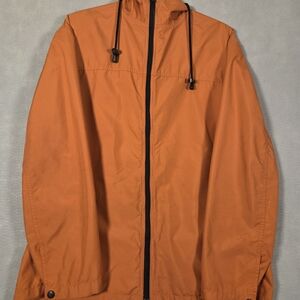 Banana Republic Lightweight Orange Full-Zip with Hood and Stowaway Pocket